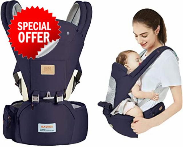 Baby Carrier with Hip Seat for Newborn Infant Toddler 3 in 1 Breathable and Soft Child Carrier Backpack Baby Sling Wrap for Baby Toddlers 3-36 Months