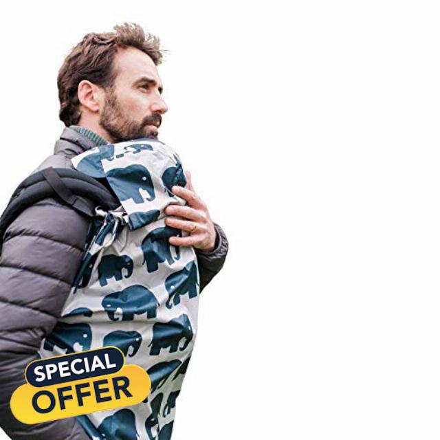 BundleBean - Babywearing Lightweight Raincover (Grey Elephant) - Waterproof & Windproof Baby Carrier
