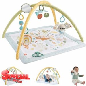 Fisher-Price Baby Playmat Simply Senses Newborn Gym with Mobile & Sensory Activity Toys for Developmental Play Ages 0+ Months