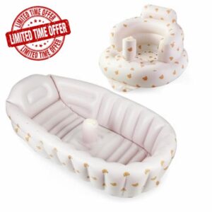 PandaEar 2Pack Baby Inflatable Bathtub & Baby Seat for Sitting Up 3 Months+
