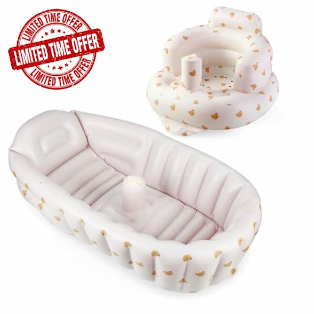 PandaEar 2Pack Baby Inflatable Bathtub & Baby Seat for Sitting Up 3 Months+