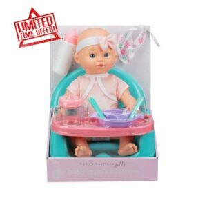 Doll Feeding Set Magic Bottle Baby Doll Accessories Pretend Play Care Set with Bib Bottle Cup Plate Cutlery – Nurturing Doll Playset for Girls Boys