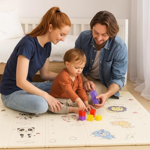 Extra Thick Reversible Waterproof Foam Floor Mat for Crawling & Tummy Time