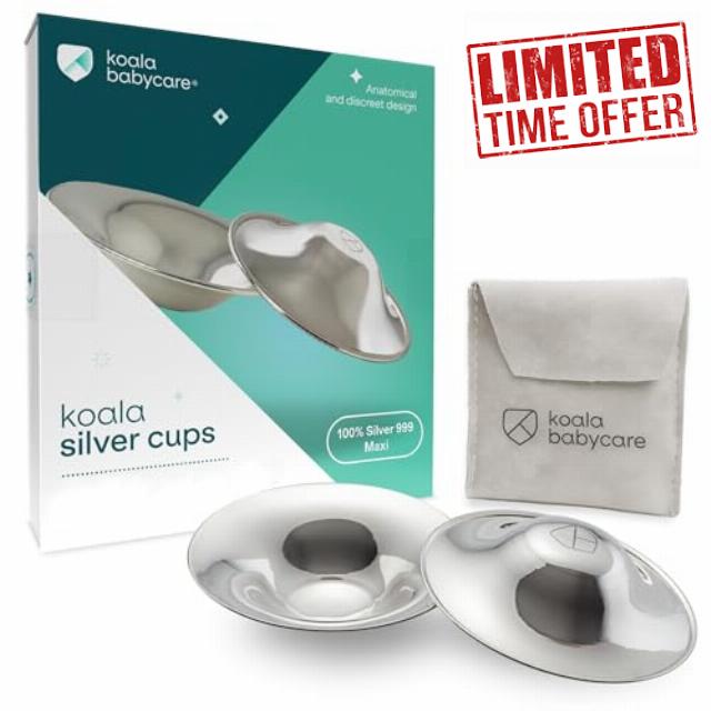 Koala Babycare Nursing Pads Cups in 100% Silver - Nipple Shields for Nursing Newborn - Breast Pads for Breast Fissure | Medical Device Class 1 Koala Silver Cup