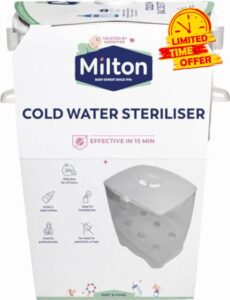 MiltonBaby Cold Water Steriliser (White) – Baby Bottle & Accessories Steriliser – No Electricity Needed – Packaging May Vary