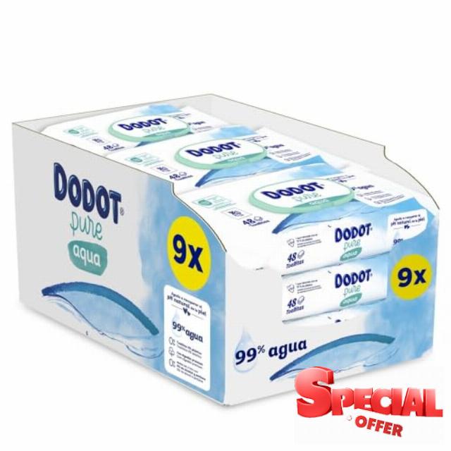 Dodot Pure Aqua Baby Wipes 9 Packs Of 48 Count = 432 Wipes