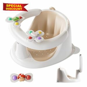 Baby Bath Seat 6 Months Plus | Sit Up with Spin Toys | Non-Slip Baby Bath Support Toddler Tub Seat