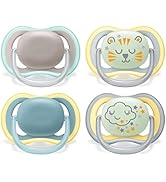 Philips Avent Ultra Air Soother - Pack of 4 Light, Breathable, Glow in The Dark Baby Dummies, 6-1...