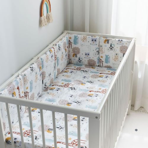 Cot Liner Headboard Bumper Padded Side Protectors Protect All Round Crib Rail Cover Baby Bed Baby Boys Girls Nursery Breathable Crib Bed Liner Bumper