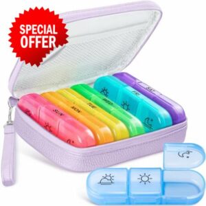 AMOOS Cute Pill Organizer 3 Times a Day