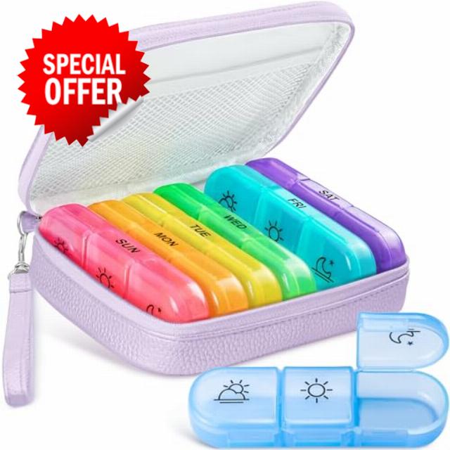 AMOOS Cute Pill Organizer 3 Times a Day