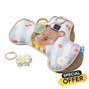 Taf Toys Tummy Time Bear Support Pillow Developmental Super Soft Nursery Support Pillow. Includes Detachable Teether and Sensory Toy Suitable for Newborn Baby Boys & Girls from Birth. 0 Months +