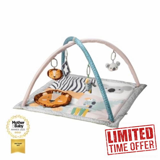 Nuby Animal Adventures Baby Play Mat – Toy Activity Gym with Sensory Toys and Padded Base for Tummy Time