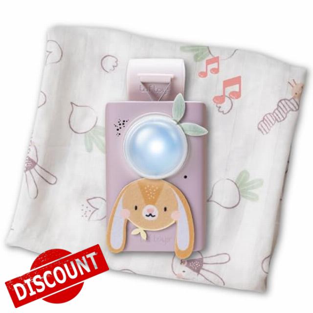 Taf Toys Bunny Soother & Swaddle Baby Gift Set. Baby Soothing Sound Machine with Cry Activated Sensor. Premium Bamboo-Cotton Baby Swaddle Travel Soothing Set. Suitable for Baby Boys & Girls 0 months +
