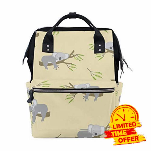 WowPrint Diaper Tote Bag Cute Animal Koala Nappy Bag Large Capacity Organiser Multifunction Travel Backpack for Baby Care