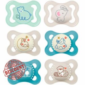 MAM Day and Night Silicone Dummies 0-6 Months Pack of 6 Boys