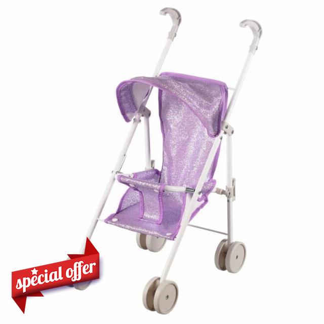 Baby Doll Stroller with Canopy – Foldable Toy Stroller for Kids Pretend Play