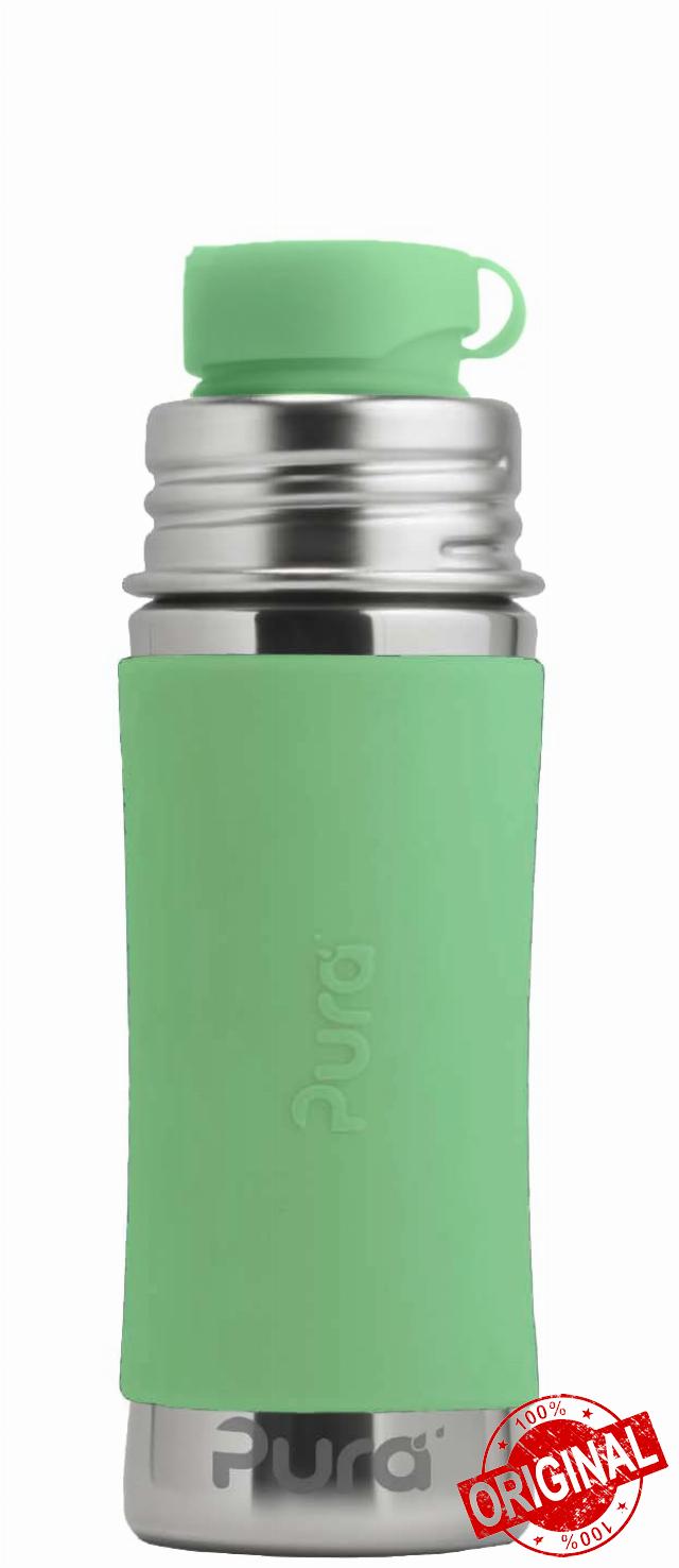Pura Sport Mini 11oz/325ml Bottle w/Sleeve & Silicone Big Mouth Sport Top - Stainless Steel