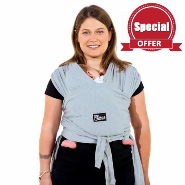 Koala Babycare Baby Sling Easy to Wear - Certified Ergonomic Support - Multi-Purpose Stretchy Baby Carrier Suitable up to 9 kg - Baby Wrap Carrier for Newborn - Light Blue - Registered Desig