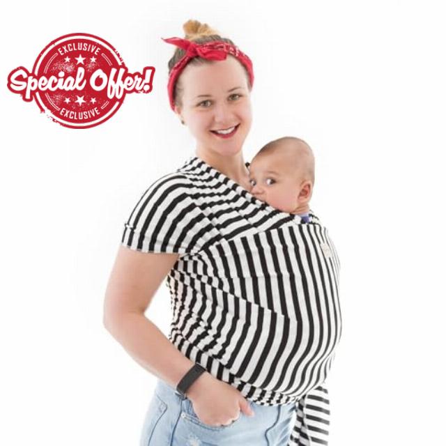 Baby Sling Wrap Newborn to Toddler Carrier 7-35lb - Soft Stretchy Baby Wrap Sling - Safety Tested - Hands-Free Baby Wrap Carrier - Newborn Sling (Black Stripe)