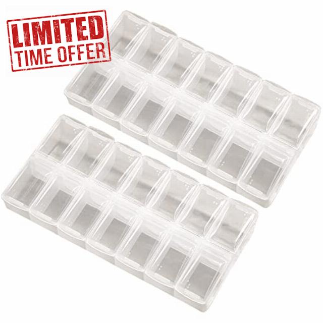 Halyuhn 2 Pack OPP Clear Daily Pill Box Organizer