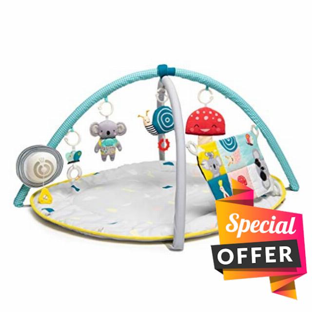 Taf Toys 4 in 1 Music and Light All Around Me Baby Activity Gym. Detachable Thickly Padded Soft Play Mat with 4 Removable Sensory Toys & Double sided Sensi-centre. Suitable for Boys & Girls from Birth