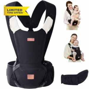 Bebamour Baby Carrier Newborn to Toddler X Series Baby Carrier Hipseat with 2PCS Teething Pads