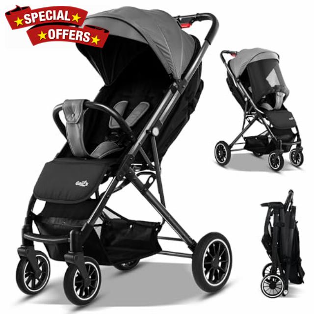 FK Sports Baby Pushchair Stroller from Birth to 3 Years Lightweight Foldable Travel Buggy with 5-Point Harness
