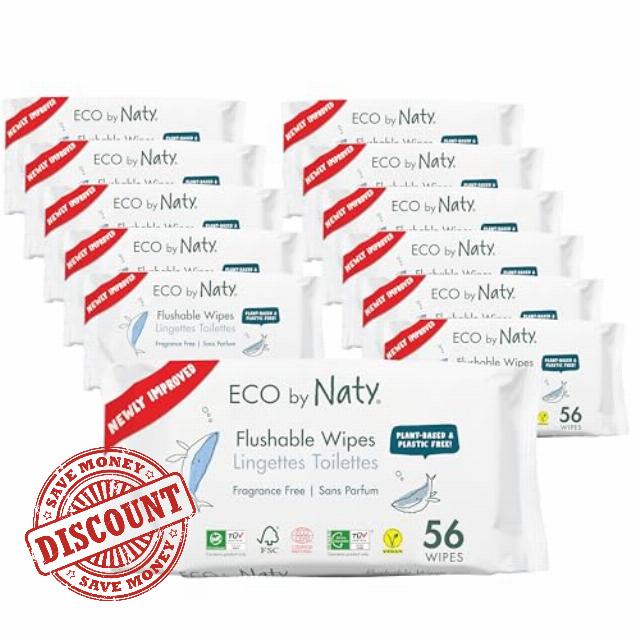 Naty Flushable Baby Wipes - 100% Plant-Based