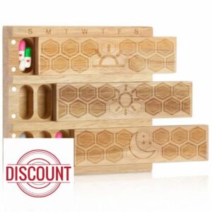 Hushee Wood Weekly Pill Organizer 3 Times a Day 7 Day Large Pill Box Holder Daily Pill Case Pill Dispenser Pill Sorter Pill Containers 7 Day 3 Times a Day for Fish Oil Supplements Outdoor Travel