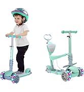 5 in 1 Kids Kick Scooter 3 Wheel Push Scooter with Height Adjustable Foldable Seat Folding Scoote...