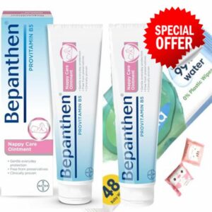 ASBQuality Nappy Change Bundle | 2 x Bepanthen Nappy Rash Cream 100g + 2 x ASBQuality Cotton Pads + 1 x Harmonie Aqua Baby Wipes (48) | Relieves Irritation & Redness | Nappy Cream