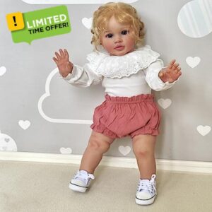 Anano 26 Inch Big Size Realistic Reborn Baby Girl Dolls Pippa Lifelike Newborn Baby Dolls Real Babies Toddler Doll That Looking Real Soft Cloth Body With Hair For Kids