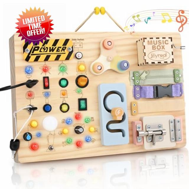 Joyreal Wooden Busy Board for Toddlers