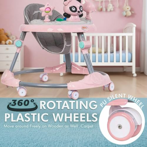 Foldable Toddler Push Along Walker with Silent Wheels for Babies & Toddlers 6-36 Months