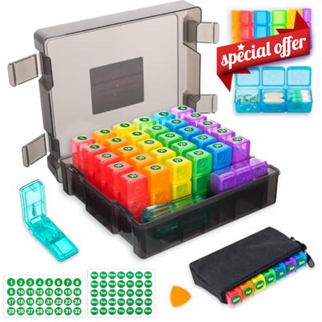 Monthly Pill Organizer 3 Times a Day