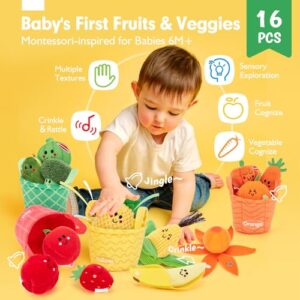 Soft Rattle Fruits & Velcro Vegetables for Sorting