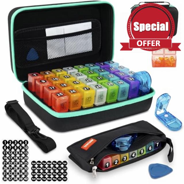 BEFUNZL Monthly Pill Organizer 3 Times a Day