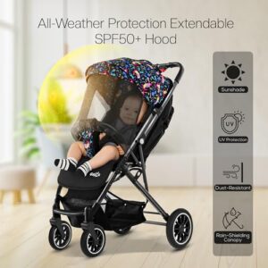 Adjustable Seat Back and Oversized Basket With Cup Holder Smooth Swivel Wheels (Cartoon)