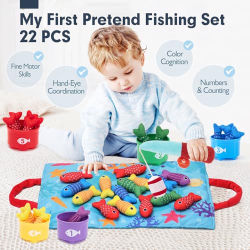 10 in 1 Fabric Fishing Game for Kids Baby Toys for 1 2 3 Year Old Boys Girls