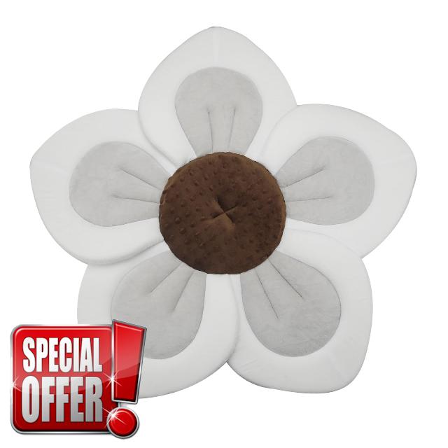 PandaEar Baby Bath Pad for Infant Newborn | Soft Flower 5 Petals for Sink Bathtub Essentials Shower Gift (Grey)