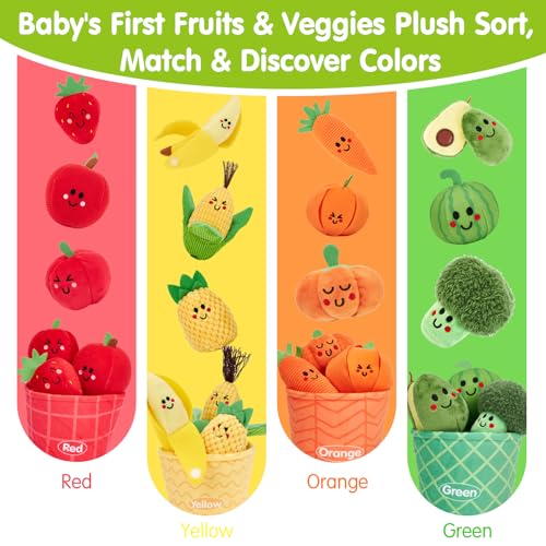 Plush Fruit & Veg Sorting Toy with Caterpillar Storage Bag
