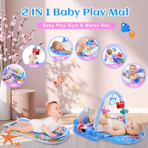 Activity Baby Play Piano Gym with 5 Sensory Toys for Babies