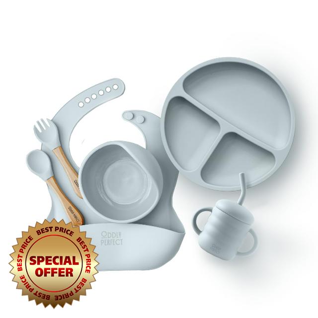 Silicone Baby Feeding Set – Suction Bowl & 3-Compartment Plate