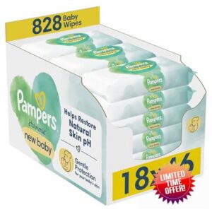 Pampers Harmonie New Baby Wipes Plastic Free 18 Packs of 46 Wipes = 828 Baby Wet Wipes