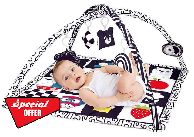 Zendstanding Soft Baby Gym Play Mat - Extra Comfortable Activity Gym High Contrast Black White Tummy Time Mat for Newborns & Infants 0-12 Months