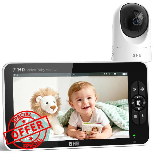 GHB 7" Baby Monitor with Camera and Night Vision