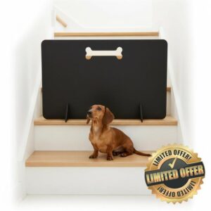 Dog Stopper Gate – Freestanding Wooden Pet Barrier in Black or Plain | No-Drill Indoor Dog Gate for Stairs