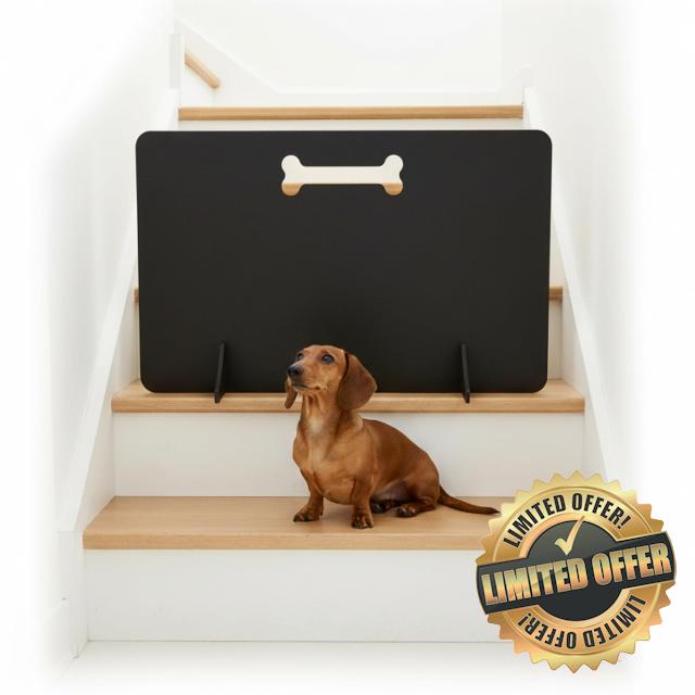Dog Stopper Gate – Freestanding Wooden Pet Barrier in Black or Plain | No-Drill Indoor Dog Gate for Stairs