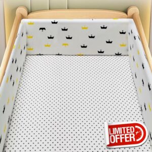 RZYW Headboard Padded Adjustable Baby Cot Bumper Set Breathable Crib Bed Liner Bumper Cot Padding for Sides Padded Side Protectors